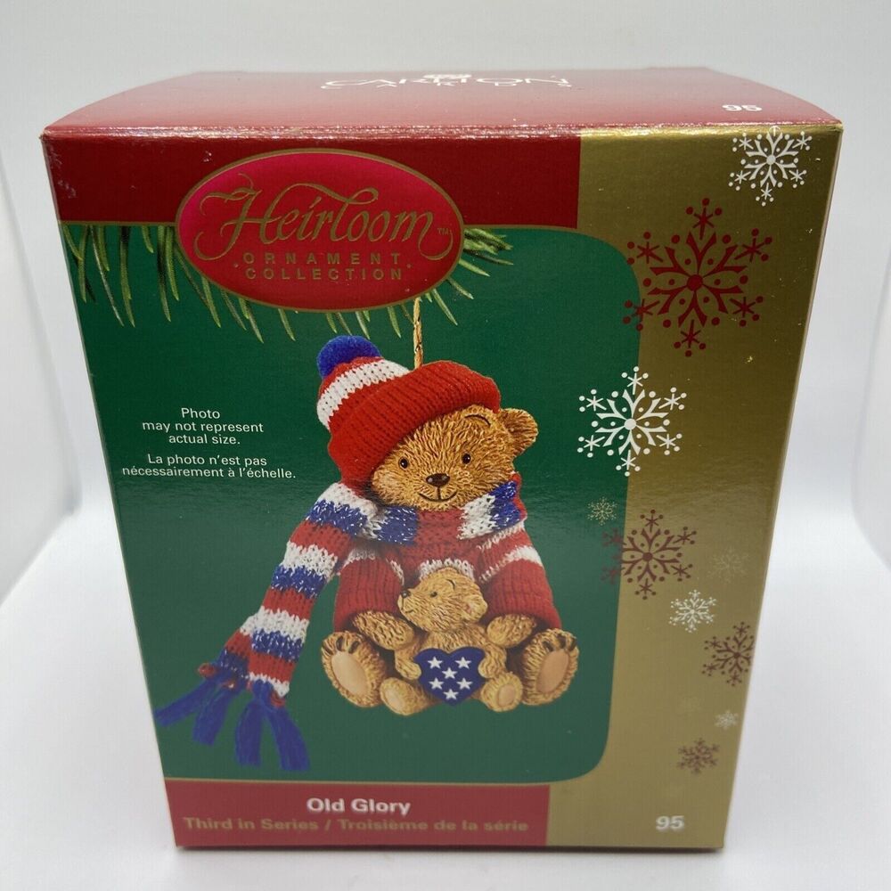 Vintage Heirloom Collection Ornament Old Glory Bear with Hat & Scarf 2005 New